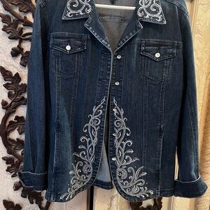 Christine Alexander Denim Jacket with Silver Embellishments with Rhinestones
